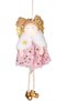 Christmas Ornament, Fairy Figure, Gold-Pink - Hanging, with Dangling Legs, Sequined Dress, Fur Collar, Snow t