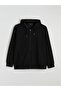 Black Standard Fit Hooded Men's Zippered Sweatshirt - 5