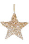 Christmas Ornament, Star, Gold-White - Hanging, Acrylic Glass, Sequined, Beaded, 12X12 cm
