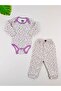 2-Piece Floral Patterned 100% Cotton Flexible Ribbed Knit Baby Girl Set