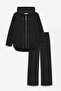 Women's Oversized Hooded Zippered Pocket Sweatshirt & Wide Leg Sweatpants - 2-Piece Set