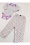 2-Piece Floral Patterned 100% Cotton Flexible Ribbed Knit Baby Girl Set - 6