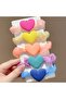 Tulle covered colorful heart object rubber hair tie set 5 pieces