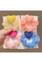 Tulle covered colorful heart object rubber hair tie set 5 pieces - 4