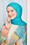 شال من القطن الممشط باللون الفيروزي - 2
