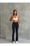 Women's Cross Belt Detailed Flared Flare Leggings Trousers Comfort Fabric - 6