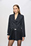 Ss6107 Navy Blue Plaid Short Jacket