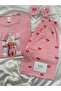 Pink Print Detailed Long Sleeve Milan Pajama Set - 7
