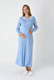 Maternity & Postpartum Nightgown and Robe Viscose Cotton Set / Jacquard Striped Long Robe - 3