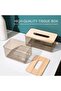 Clear Acrylic Tissue Box with Bamboo Lid – Transparent Tissue Holder - 2
