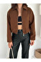 Women's Pocket Detailed Zippered Cashmere Bomber Jacket - 2