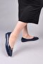 Chin Gold Buckle Ballerinas Dark Blue - 2