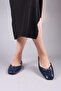 Chin Gold Buckle Ballerinas Dark Blue - 5