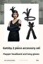 1920S Double Gatsby Accessory Set – Black Rhinestone Flapper Headband and Long Gloves
