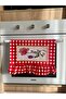 Red Cross-Stitch Patterned Stove Cover (Cross-Stitches May Vary) - 3