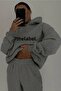 Mood The Label Winter Tracksuit Set - Gray Printed Hooded Oversize Hoodie - 2
