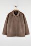 Brown Zippered Woven Cashmere Fabric Oversized Jacket Tbbaw26Ag00020 - 5