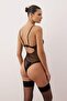 Siyah Puantiyeli Dantel Kapsız Body THMAW26BD00016 - 4