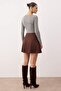 Brown Buttoned Mini Bell/A-Line Knitted Skirt Twoaw26Et00085 - 4