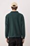 Petrol Yeşili Yeni Oversize/Geniş Kesim Polo Yaka Kalın Çıtçıtlı Sweatshirt TMNAW26SW00051 - 4
