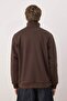 Koyu Kahverengi Yeni Oversize/Geniş Kesim Nakışlı Dik Yaka İçi Polar Sweatshirt TMNAW26SW00008 - 4
