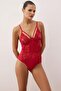 Kırmızı Dantel Örme Body THMAW26BD00020 - 3