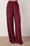 Bordo Kurdele/Fiyonklu ve Çiçekli Viskon Dokuma Pijama Takımı THMAW26PT00065 - 3