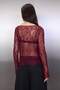 Koyu Bordo Regular Fit Kayık Yaka Dantel Esnek Örme Bluz TWOSS23BZ00795 - 4