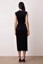 Siyah Cut Out Detaylı Shift/Düz Kesim Midi Örme Kadife Elbise TPRAW26EL00092 - 6