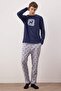 Lacivert Geyik Baskılı Regular Fit Örme Pijama Takımı TMNAW25PT00040 - 3