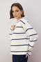 Ekru Çizgili Regular/Normal Kalıp Bisiklet Yaka Örme Sweatshirt TWOAW26SW00255 - 2