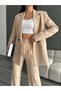 Blazer Jacket Palazzo Pants Suit - 3