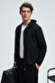Gage Men's Hooded Metal Bird Eye Detailed Zippered Drawstring Pocket Black Sweatshirt - 3