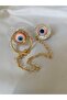 Evil Eye Beaded Pacifier Set – Gold Plated Zircon Stone Pacifier Chain Baby Gift - 2