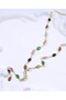 Women's Gold Color Stone Detailed Steel Y Necklace - 2