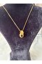 Gold Color Interlocking Ring Pendant, Steel Necklace - 4
