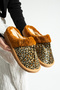 Leopard Fur Lined Winter Slippers House Slippers - 5