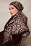 Dark Brown Leopard Pattern Twill Silk Scarf