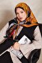 وشاح حريري بنمط مختلط أصفر اللون