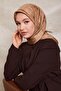 وشاح حريري بنمط قرص العسل بلون القهوة الحليبية - 2