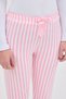 Pink Striped Waist Tie Drawstring Women's Pajama Bottoms 4527 - 4