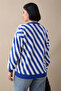 Short Blue Knitwear Cardigan with Feather Stripes - 2