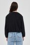 Black Balloon Sleeve Zippered Lined Short Women's Jacket 3053A - 5
