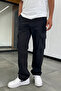 Men's Black Baggy Cargo Pants Cotton Fabric - 4