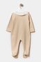Seasonal Long Sleeve Baby Girl Romper with Collar, 100% Cotton, Snap Fasteners, with Booties, 3-9 Months, Beige - 4