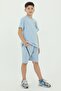 Crew Neck Boy's Print Detailed T-Shirt and Shorts Double Set - 3