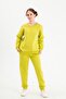Crew Neck Unisex Children's Tracksuit Set Made of Three-Layer Thick Fabric