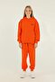 Basic Girl's Tracksuit Set with Hooded Print Detail and Steel Interlock Fabric