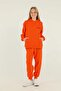 Basic Girl's Tracksuit Set with Hooded Print Detail and Steel Interlock Fabric - 2
