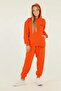 Basic Girl's Tracksuit Set with Hooded Print Detail and Steel Interlock Fabric - 3
